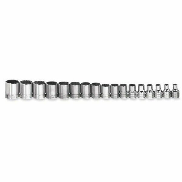 Williams Socket Set, 12 Pieces, 3/8 Inch Dr, Shallow, 3/8 Inch Size JHWMSB-12RC